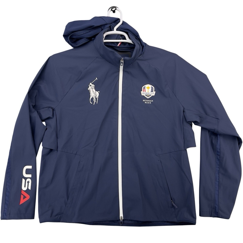 Polo Ralph Lauren Ryder Cup 2025 Bethpage Large USA Team Hooded Rain Jacket Blue